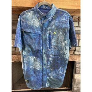 Men’s LOCO SKAILZ Fishing Short Sleeve Button Up Graphic Shirt Sz M NWT *B6